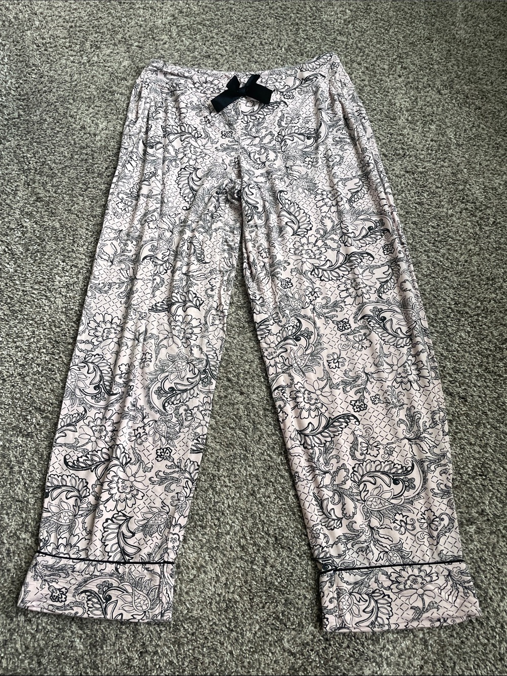 Soma Pink Floral Pajama Pants with Black Trim